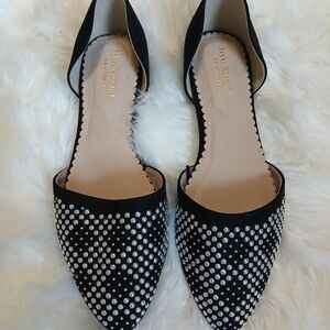 Black Rhinestone Embellished Flats 7.5 ISAAC MIZRAHI New York.